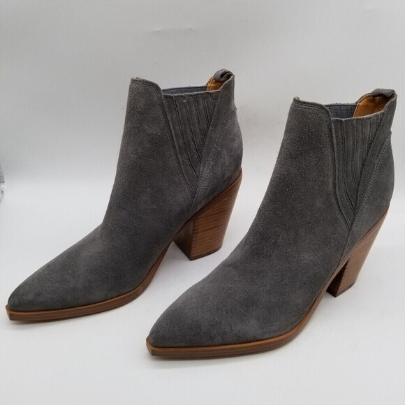 Marc Fisher Womens Gray Suede Pointed Toe Block Heel Gadri Booties 9 M - Picture 4 of 7
